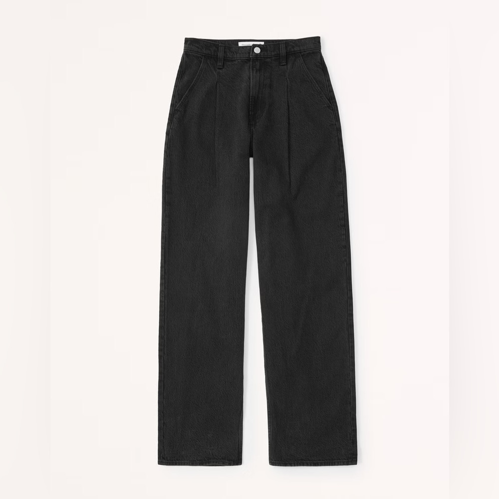 Abercrombie & Fitch Black High Rise Loose Jean with Pleated Details Sz 28